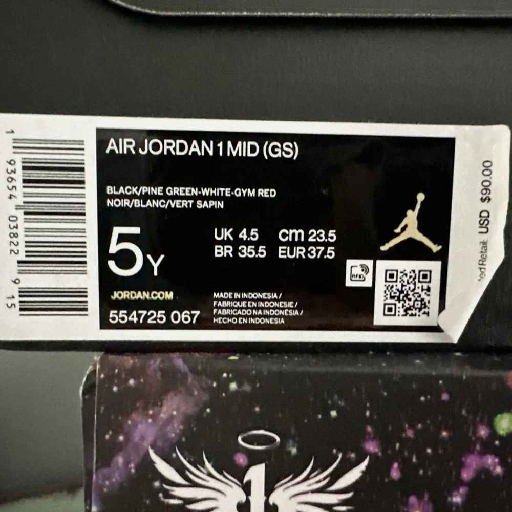 Jordan Air 1 Mid Black and Pine Sneakers - Picture 3 of 5